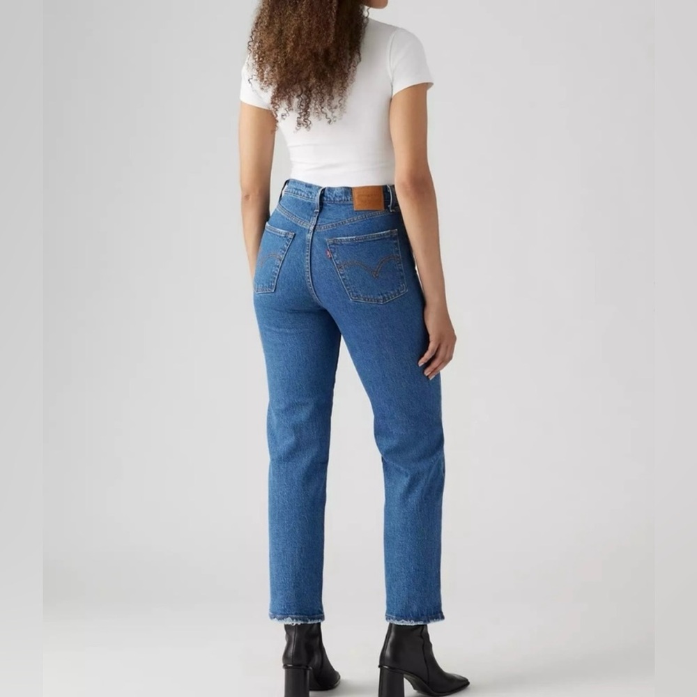 Levi's Blue High-Rise Cropped Straight Jeans